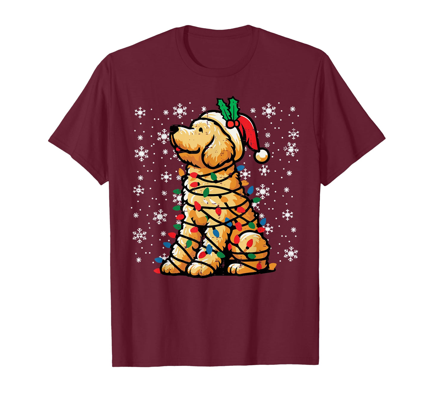 Christmas Dog Goldendoodle Santa Cute Xmas Men Women Kids T-Shirt