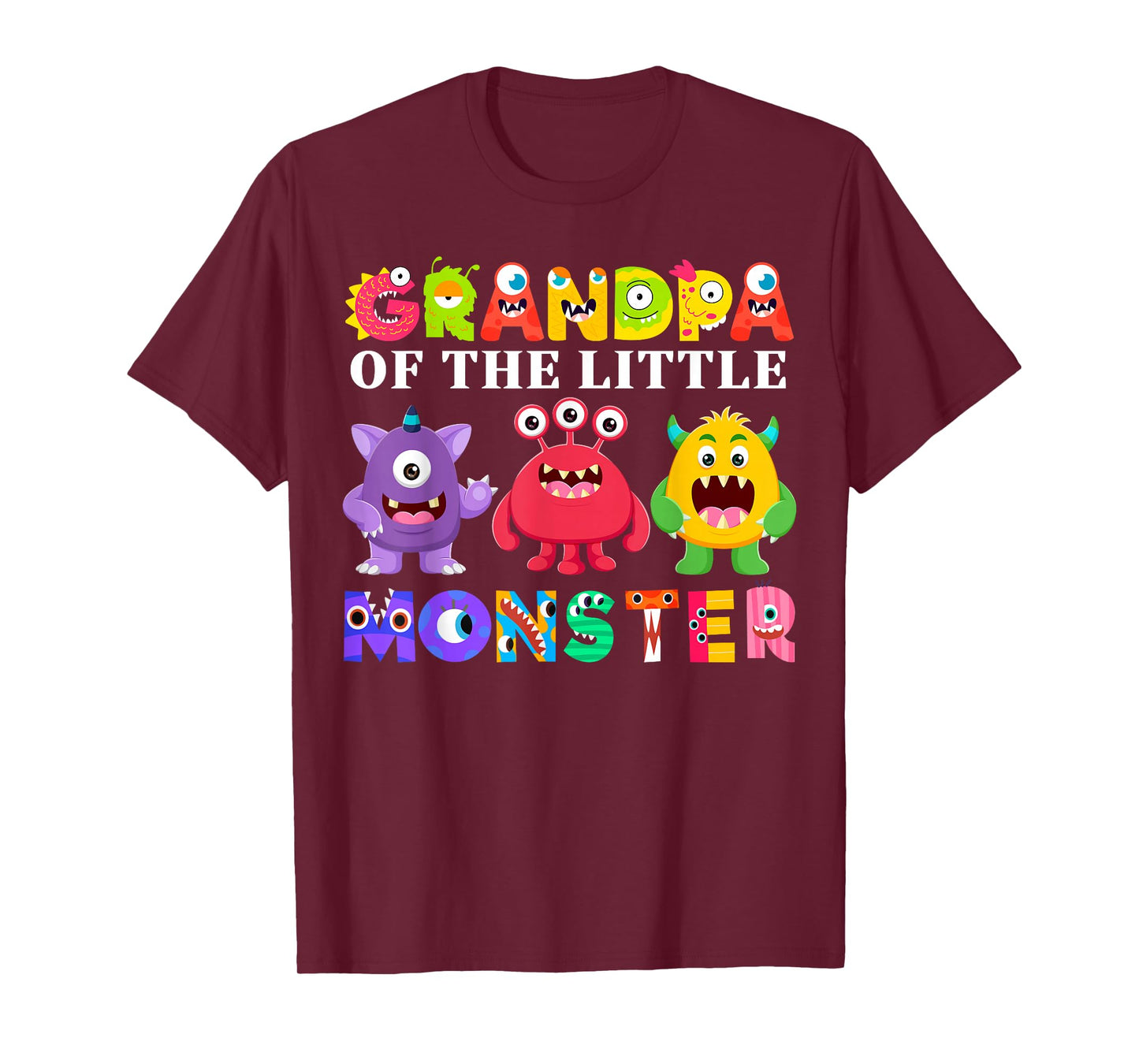 Grandpa Of The Little Monster Birthday Party Family Monster T-Shirt