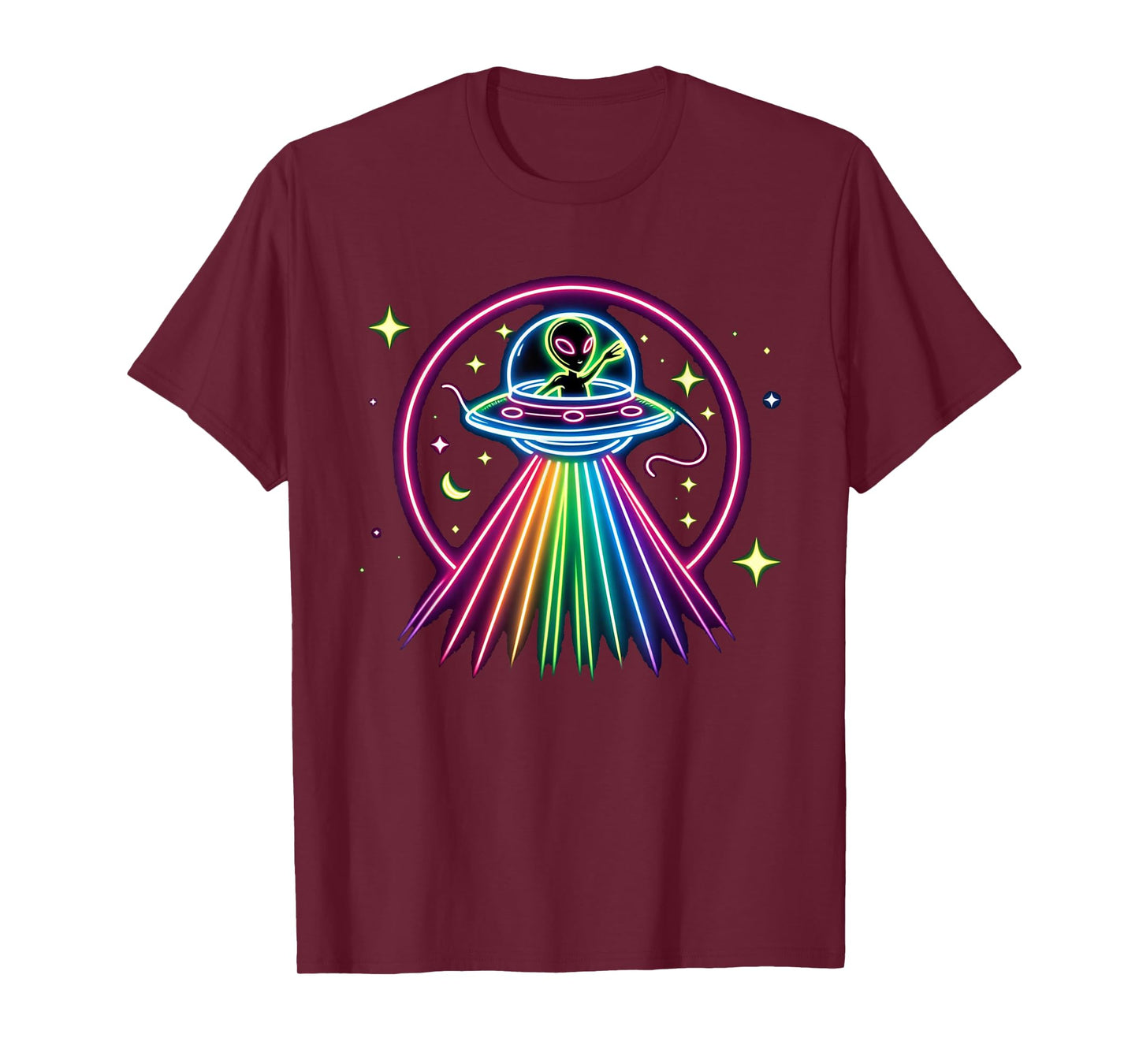 Space Alien UFO Neon Lights Rave Alien Lovers T-Shirt