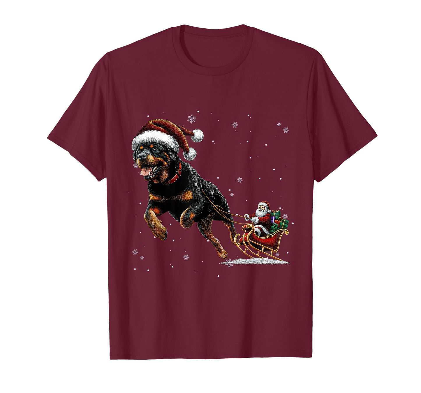 Rottweiler Santa Christmas Tree Lights Ugly Pajama Dog Lover T-Shirt