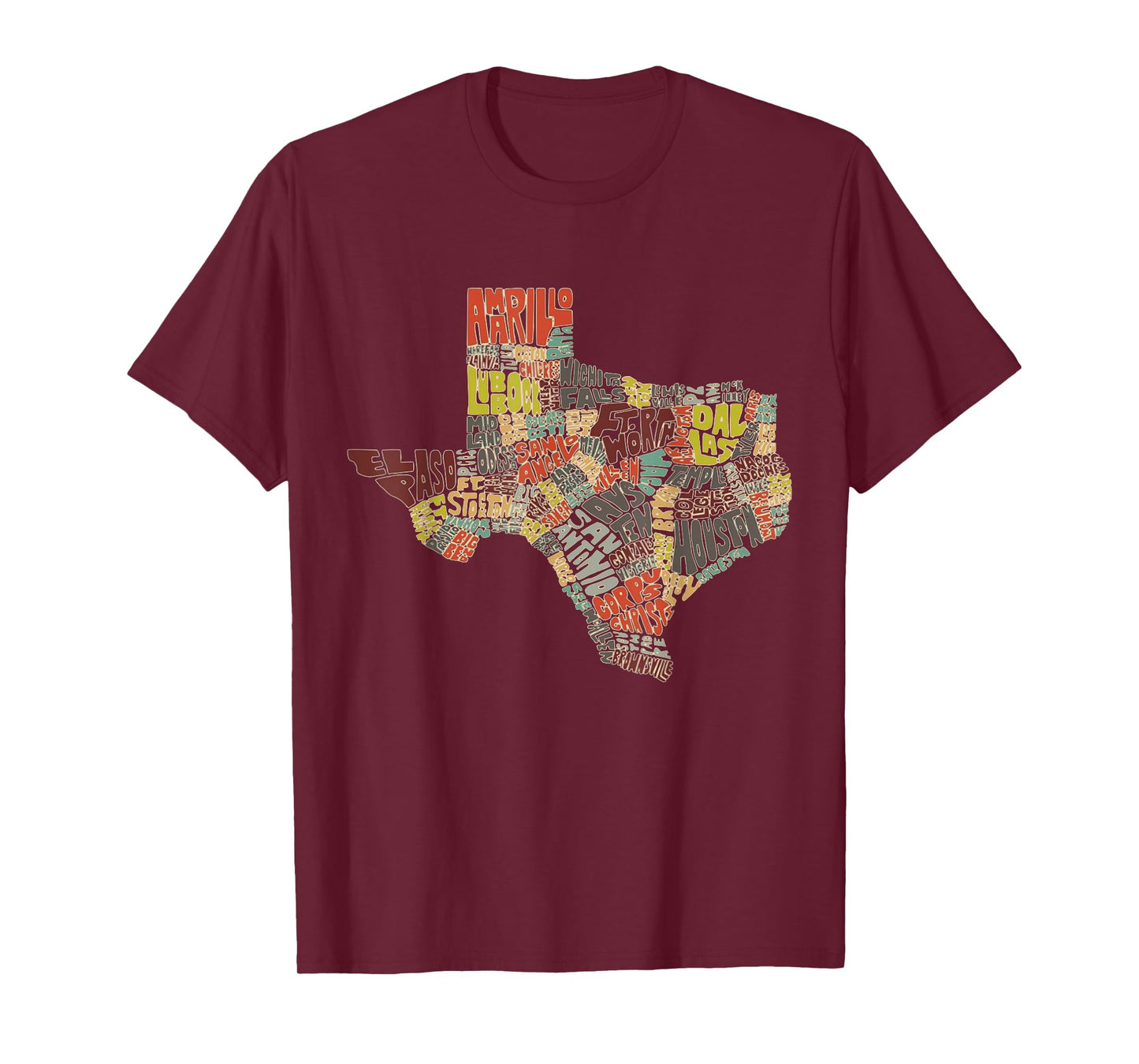 Collage of Texas States Artistic Texas T-Shirt