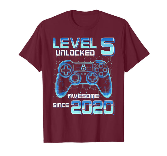 Level 5 Unlocked Video Game Party 6th Birthday Gamer Boys T-Shirt