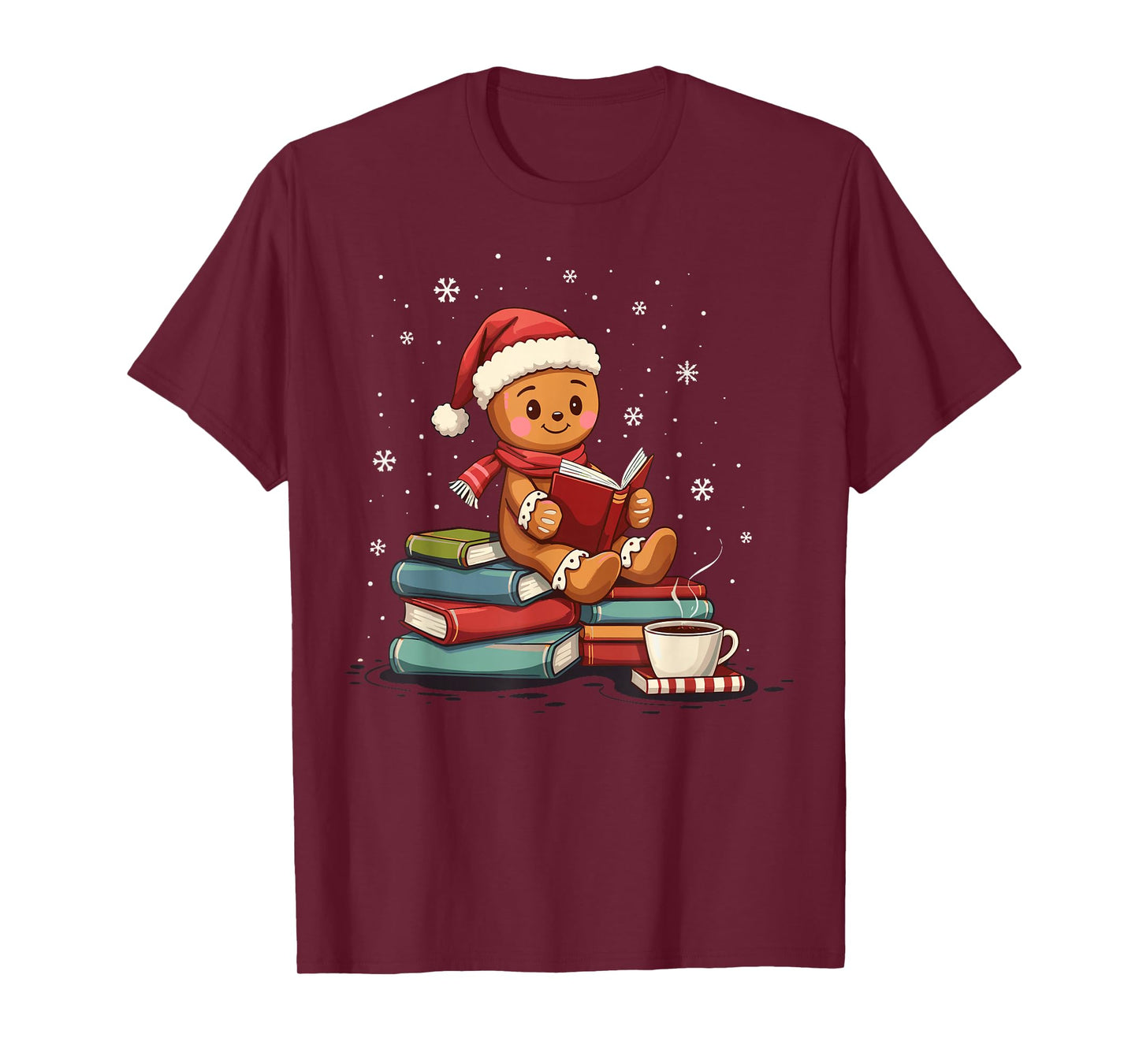 Gingerbread Reading Book Lovers Christmas Bookworm Librarian T-Shirt