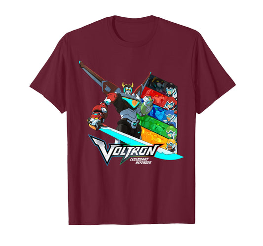 DreamWorks - Voltron Legendary Defender T-Shirt, Unisex-Adult, Black, Small, Short Sleeve, Classic Fit, Graphic Artwork ODTV-0031