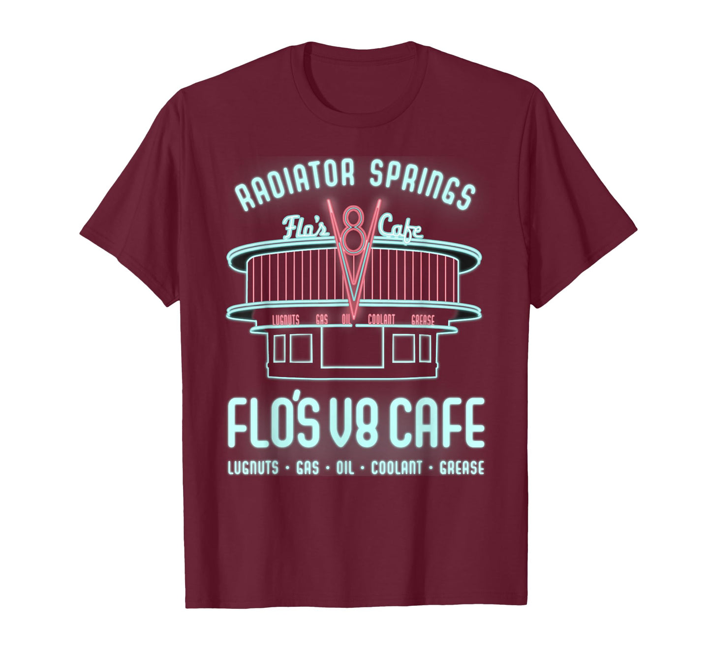 Disney Pixar Cars Flo's V8 Cafe Neon Sign Vintage Poster T-Shirt