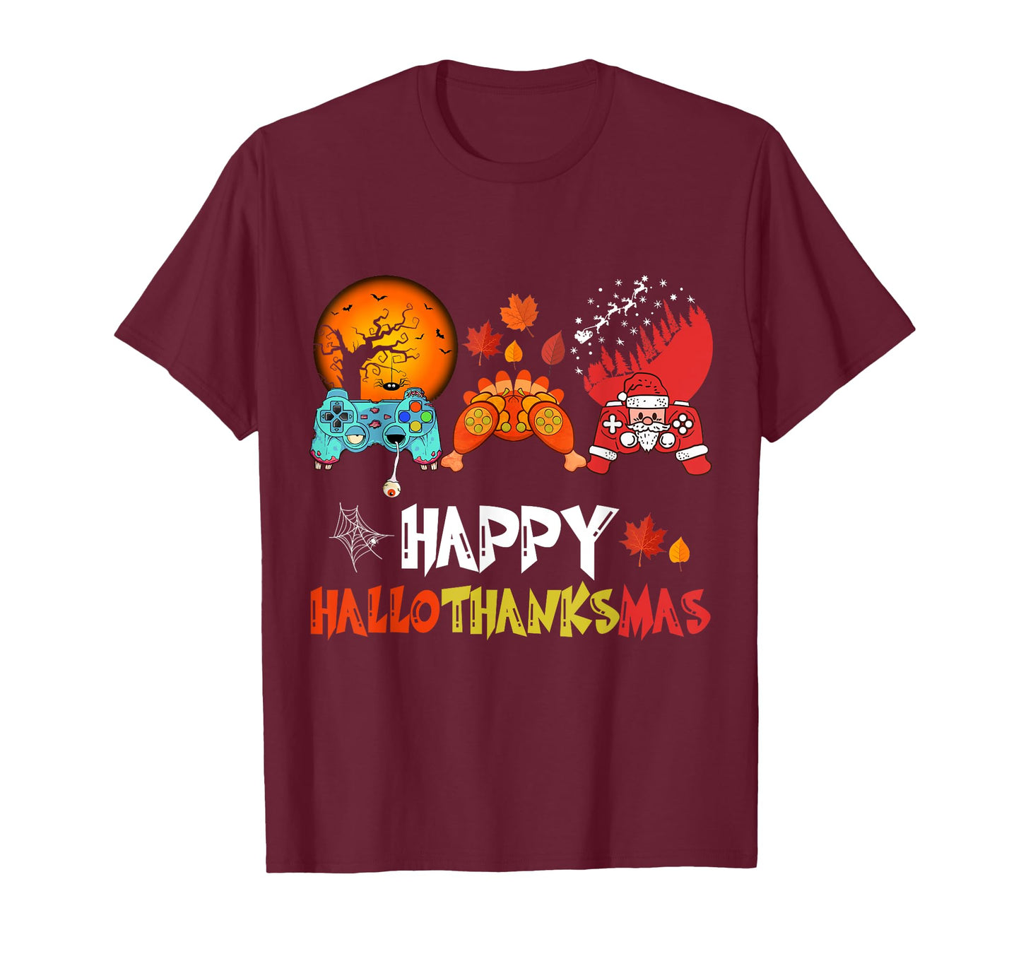 Halloween Thanksgiving Xmas Happy HalloThanksMas Video Game T-Shirt