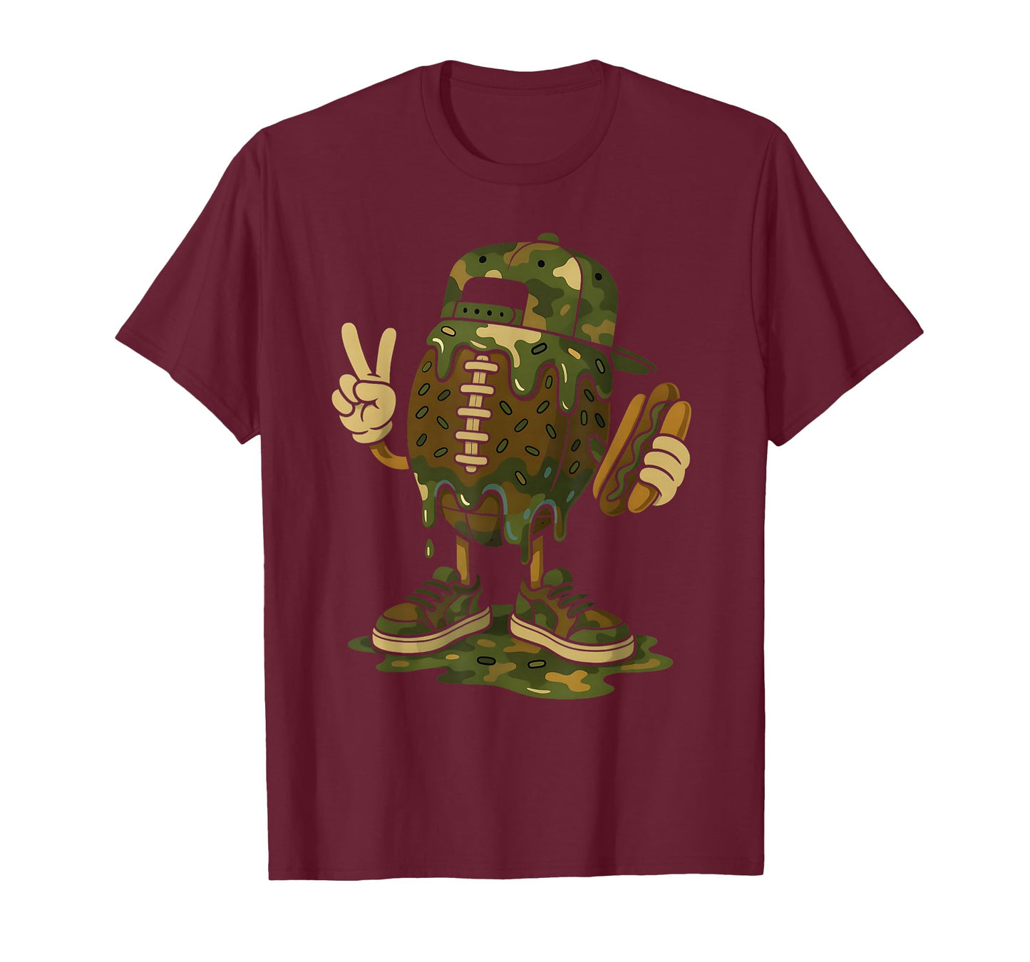 Football Drip Camo Boys Football Ice Cream Youth Game Day T-Shirt