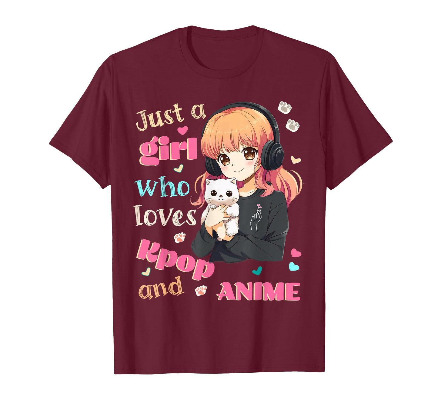 Just a Girl who Loves Kpop Anime Cute Merch Merchandise Cats T-Shirt