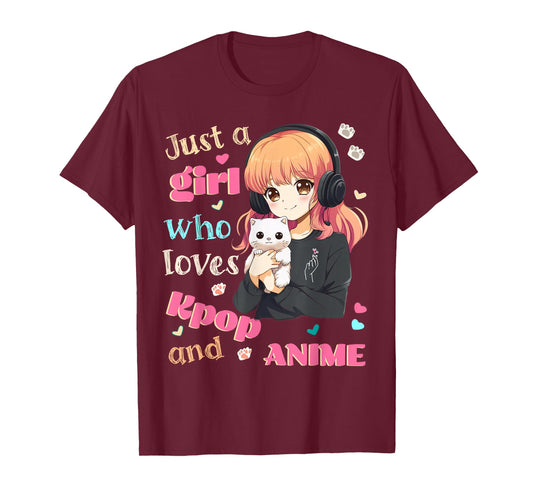 Just a Girl who Loves Kpop Anime Cute Merch Merchandise Cats T-Shirt