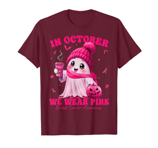 Breast Cancer Awareness Halloween in October We Wear Pink T-Shirt