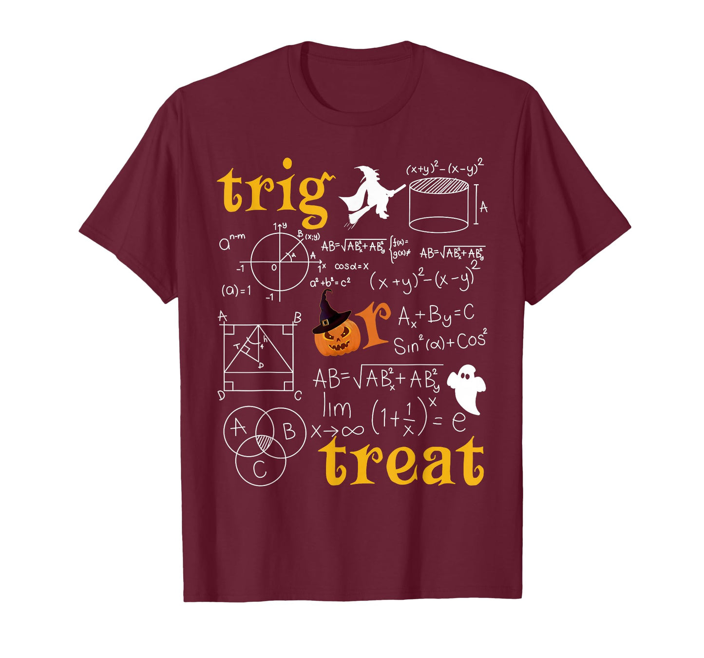 Trig Or Treat Pumpkin Witch Math Teacher Halloween Costume T-Shirt