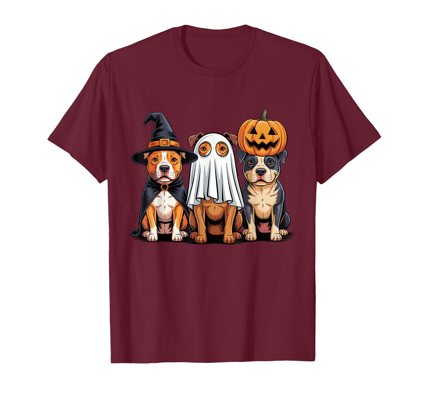 Pittbull Halloween Funny Dog Lover Pumpkin Witch Ghost Boo T-Shirt