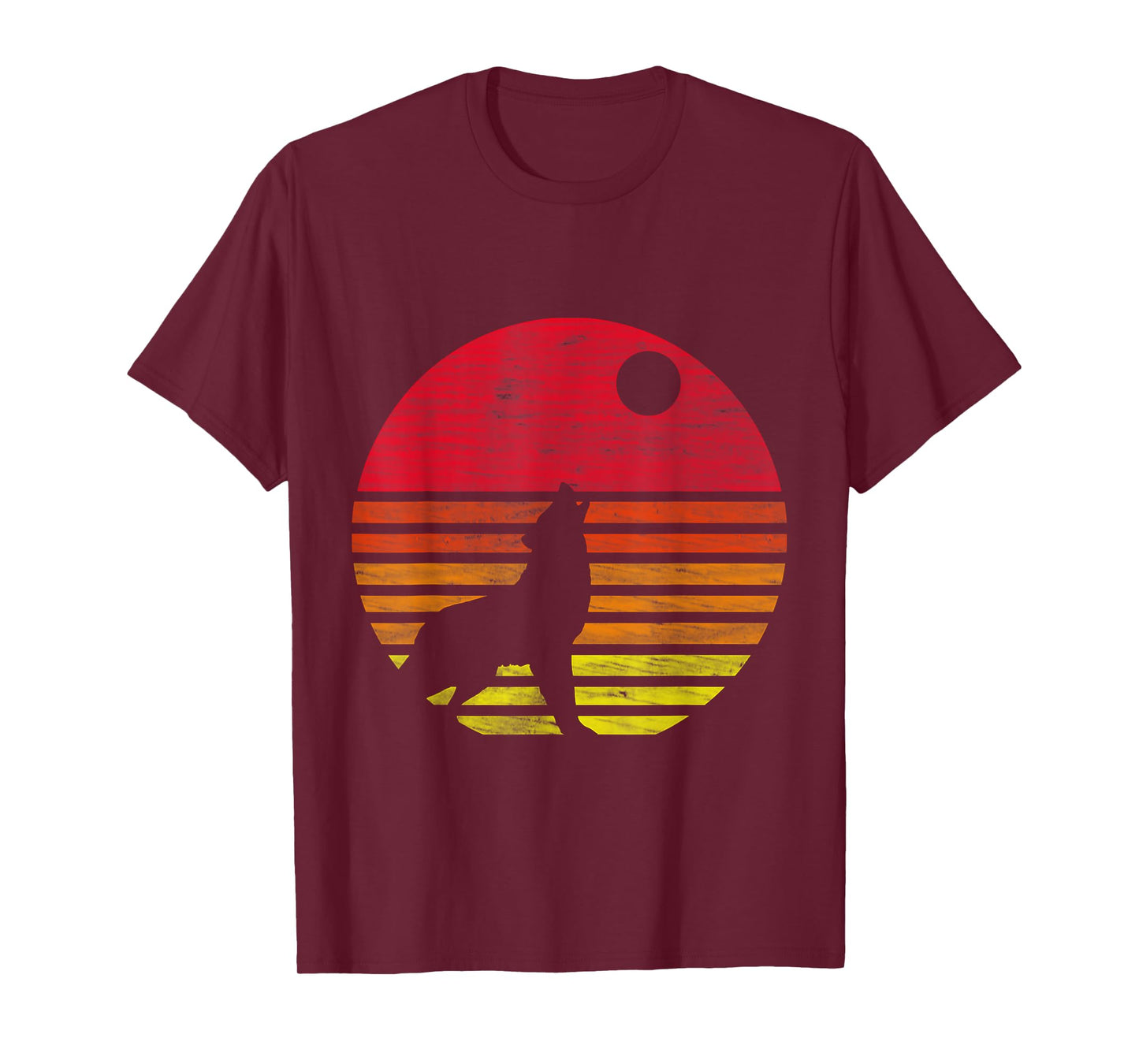 Retro Wolf Howling at The Moon T-Shirt
