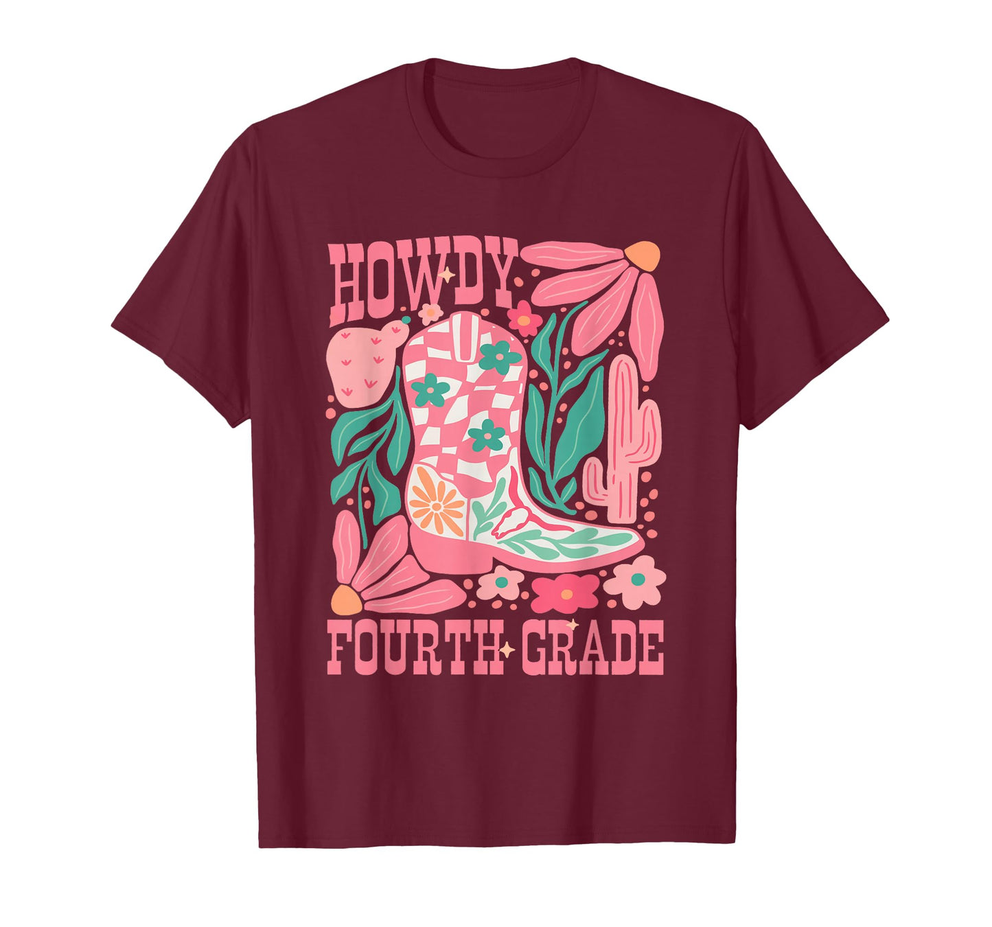 Howdy Fourth Grade Western 4th Grade Teacher Cowboy Cowgirl T-Shirt