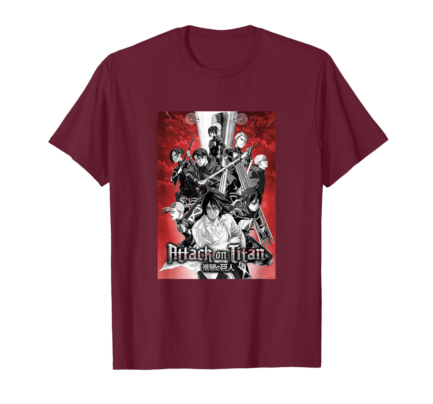 Attack on Titan Season 4 Red Sky Group Poster AOT Anime T-Shirt