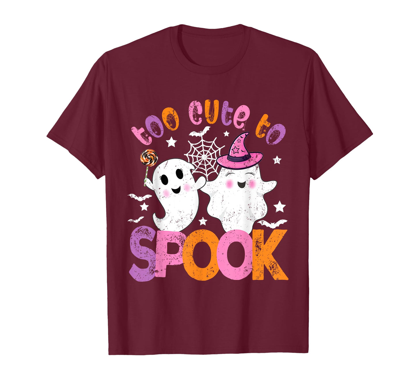 Kawaii Halloween Ghost Costume Too Cute To Spook Girl Kids T-Shirt