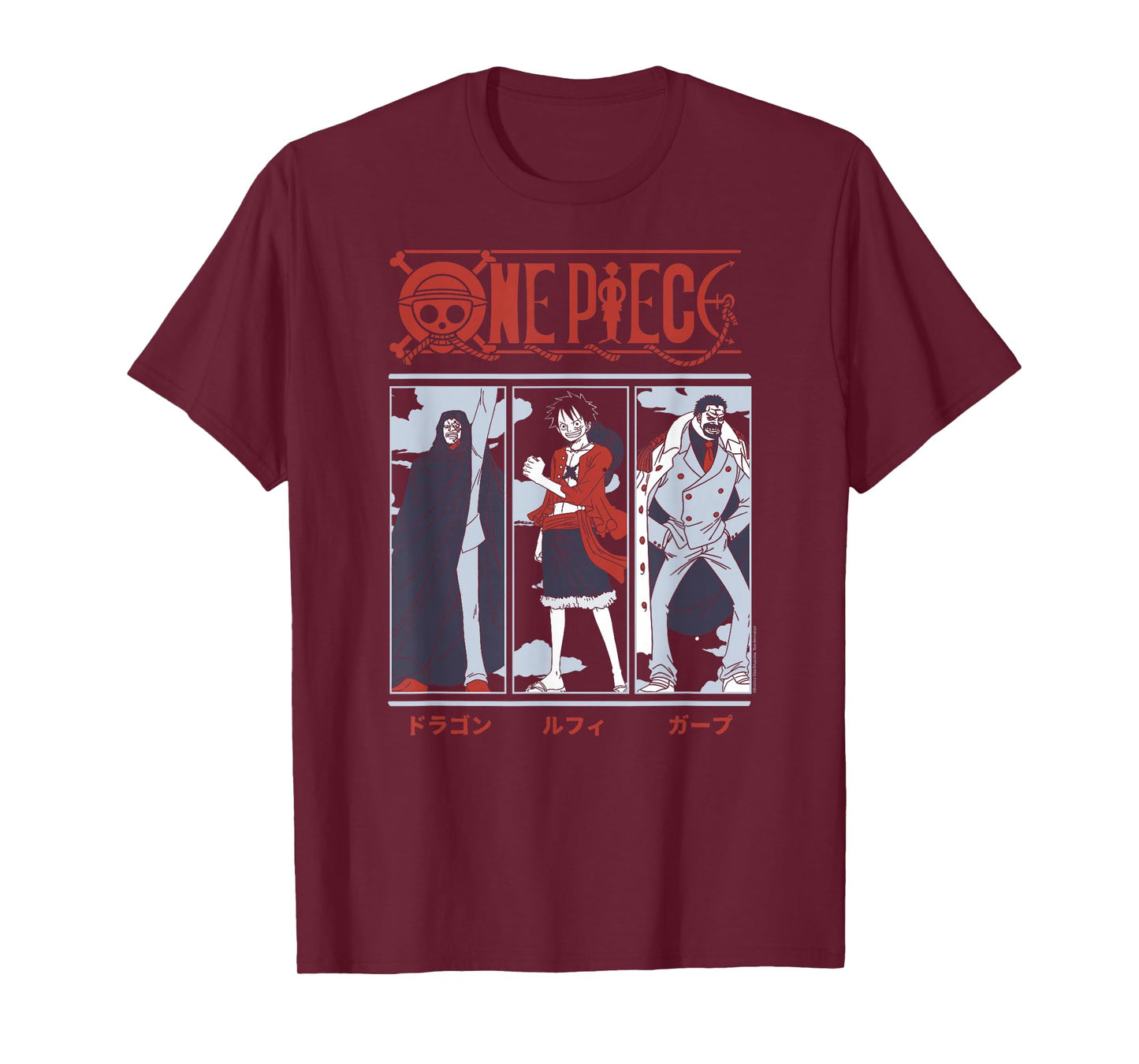 One Piece Anime Meet The Monkeys Dragon, Luffy, and GARP T-Shirt
