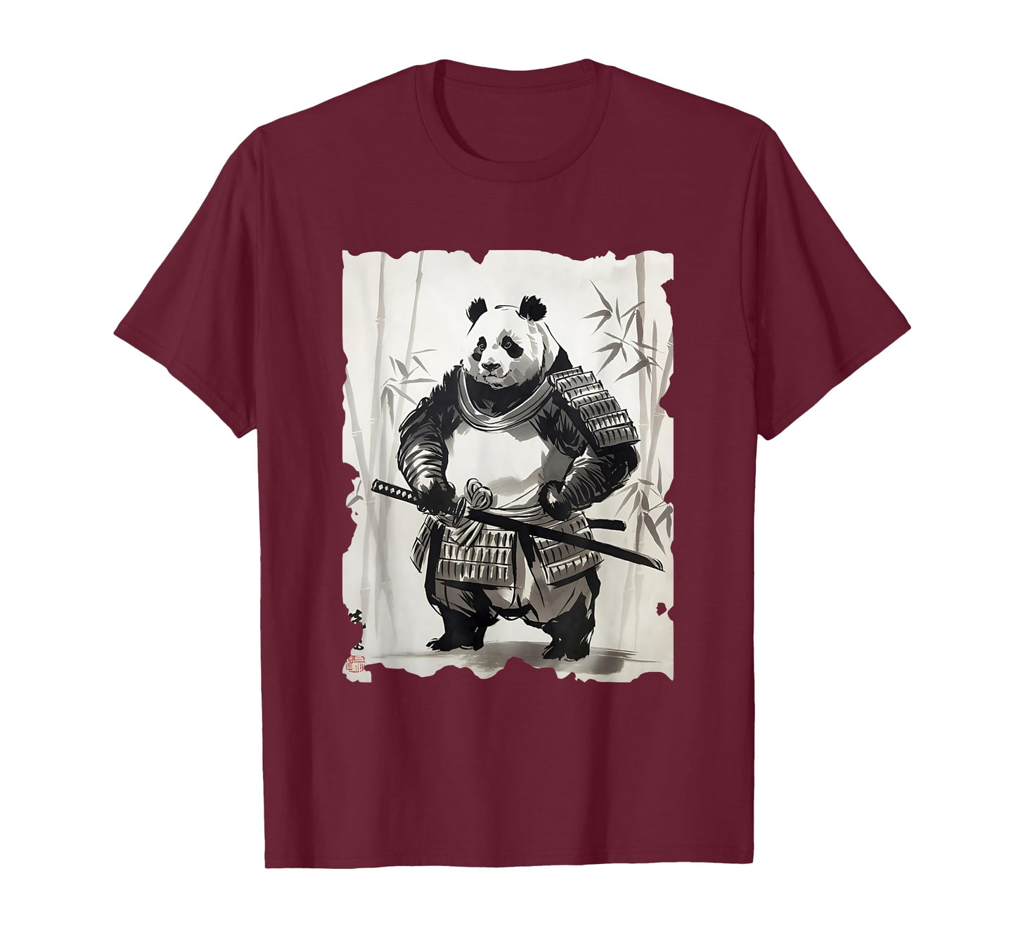 Panda Samurai Japanese Art - Vintage Panda Sumi-e Graphic T-Shirt