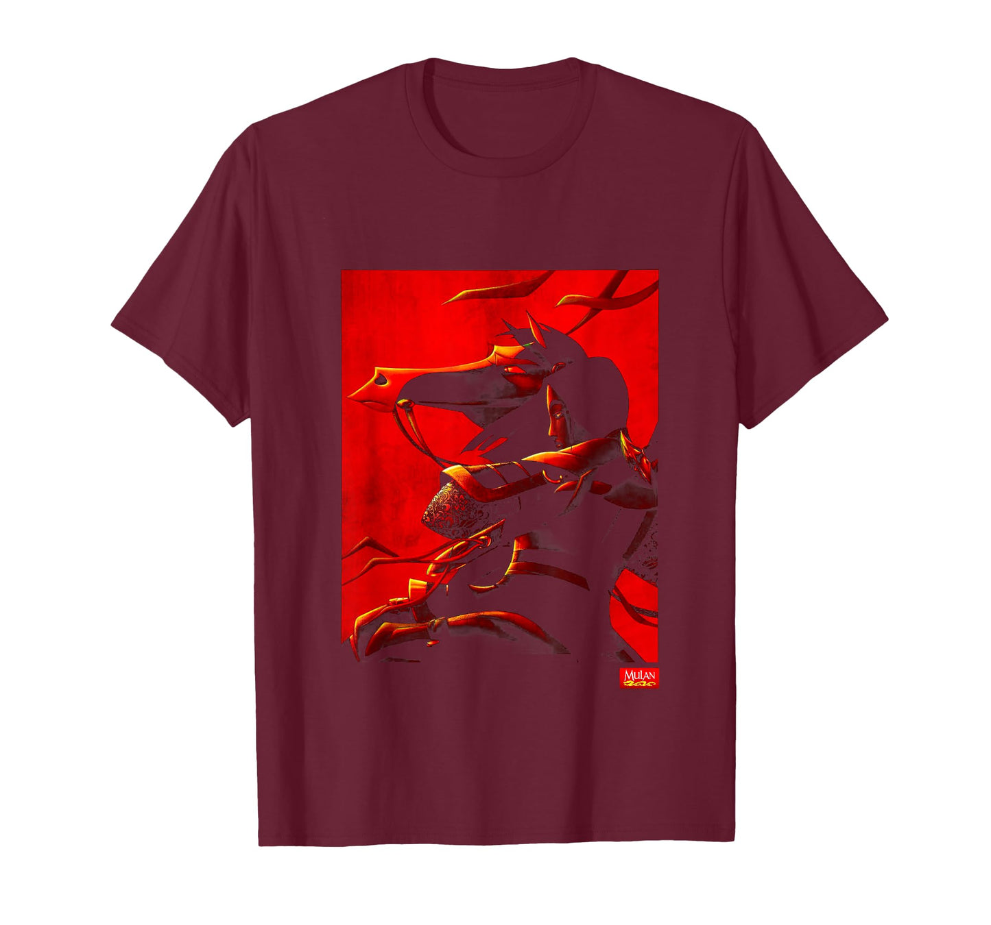 Disney Mulan and Khan Red Poster Graphic T-Shirt T-Shirt