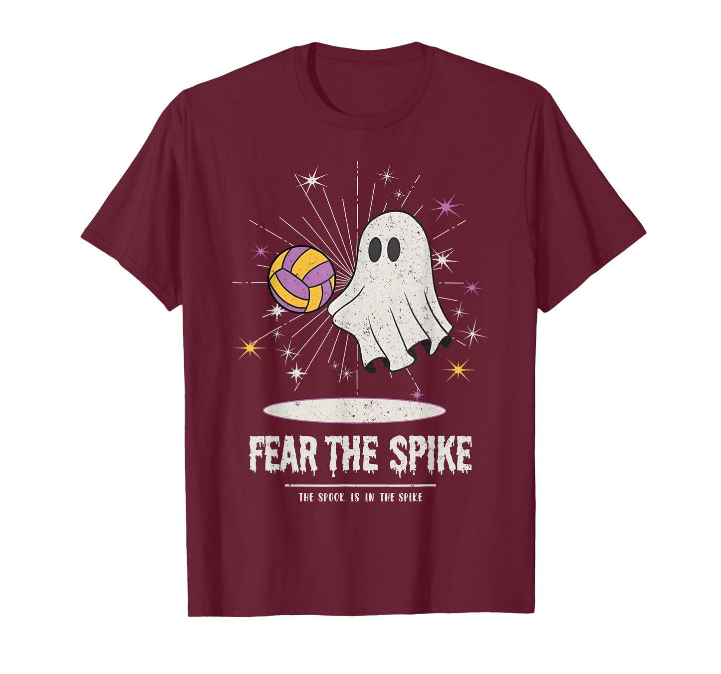 Fear The Spike Spooky Ghost Playing Volleyball Player Sports T-Shirt