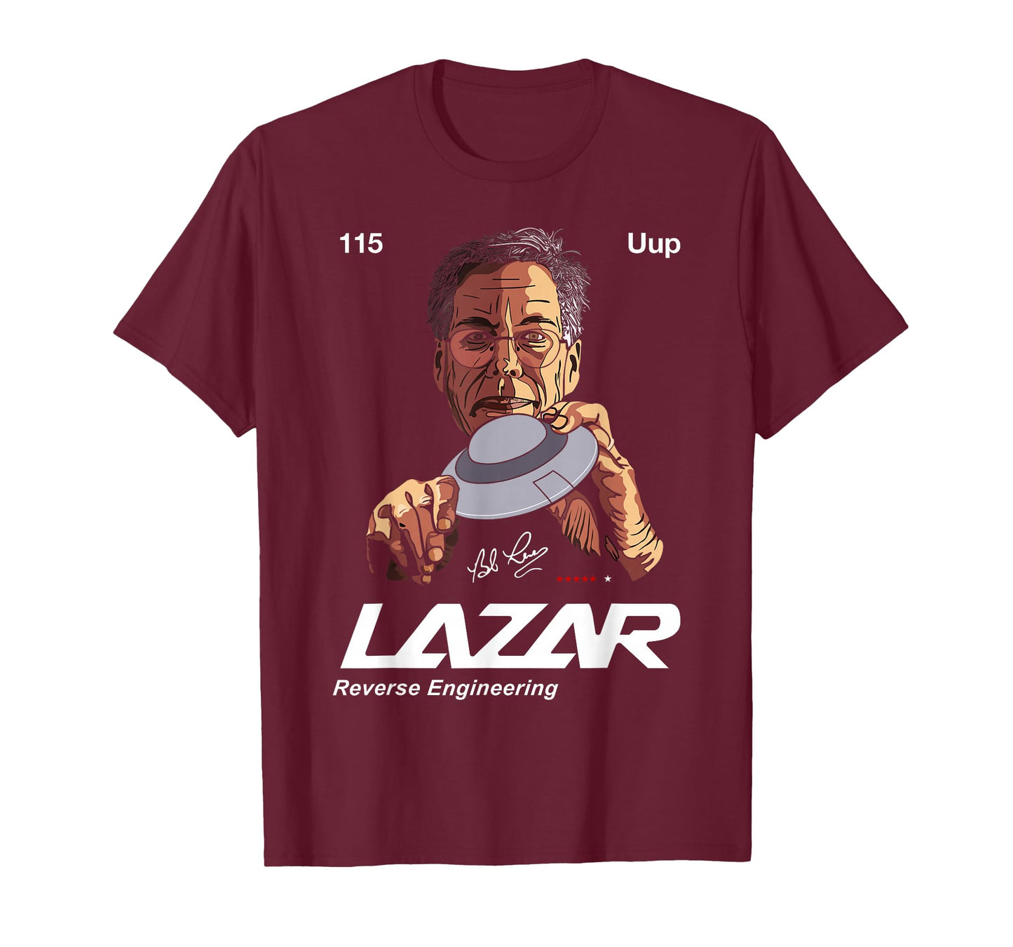 Bob Lazar Area 51 Reverse Engineering T-Shirt, Unisex-Adult, Black, Small, Short Sleeve, Classic Fit, Cotton 100%