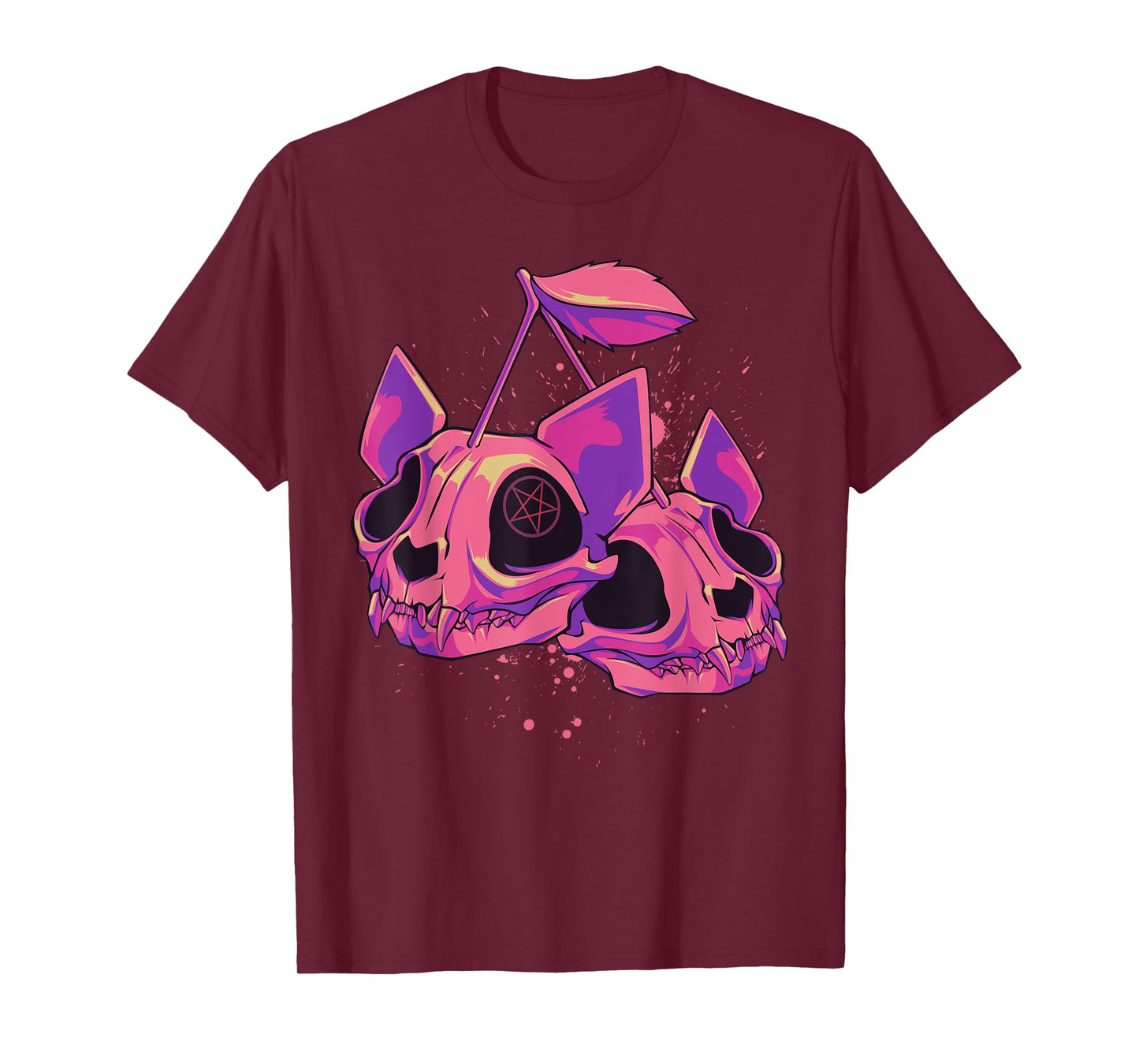 Pastel Goth Soft Grunge Cherry Cat Skulls T-Shirt