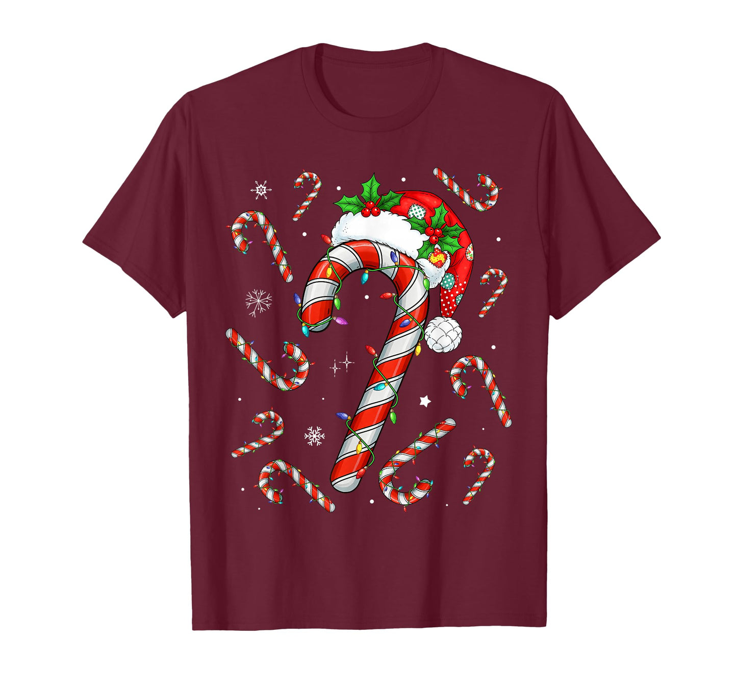 Christmas Candy Cane Santa Xmas Kids Toddler Youth Women Men T-Shirt