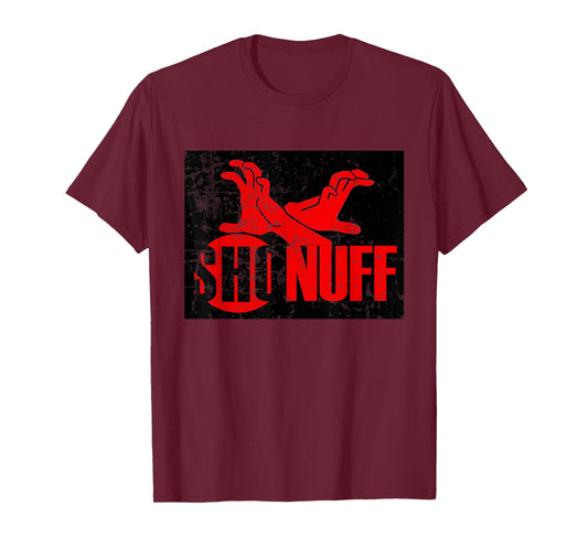 Sho Nuff Shirt Red and Black Distressed Hands Tee T-Shirt