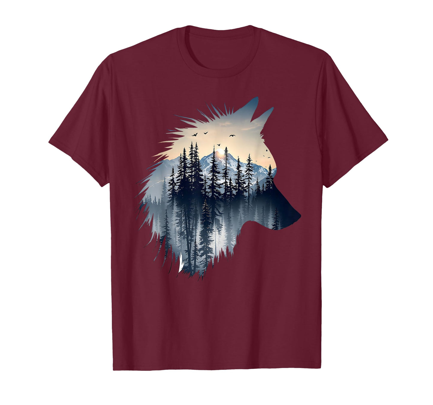 Wolf With Mountain Forest And Wildlife Scene Outdoor T-Shirt