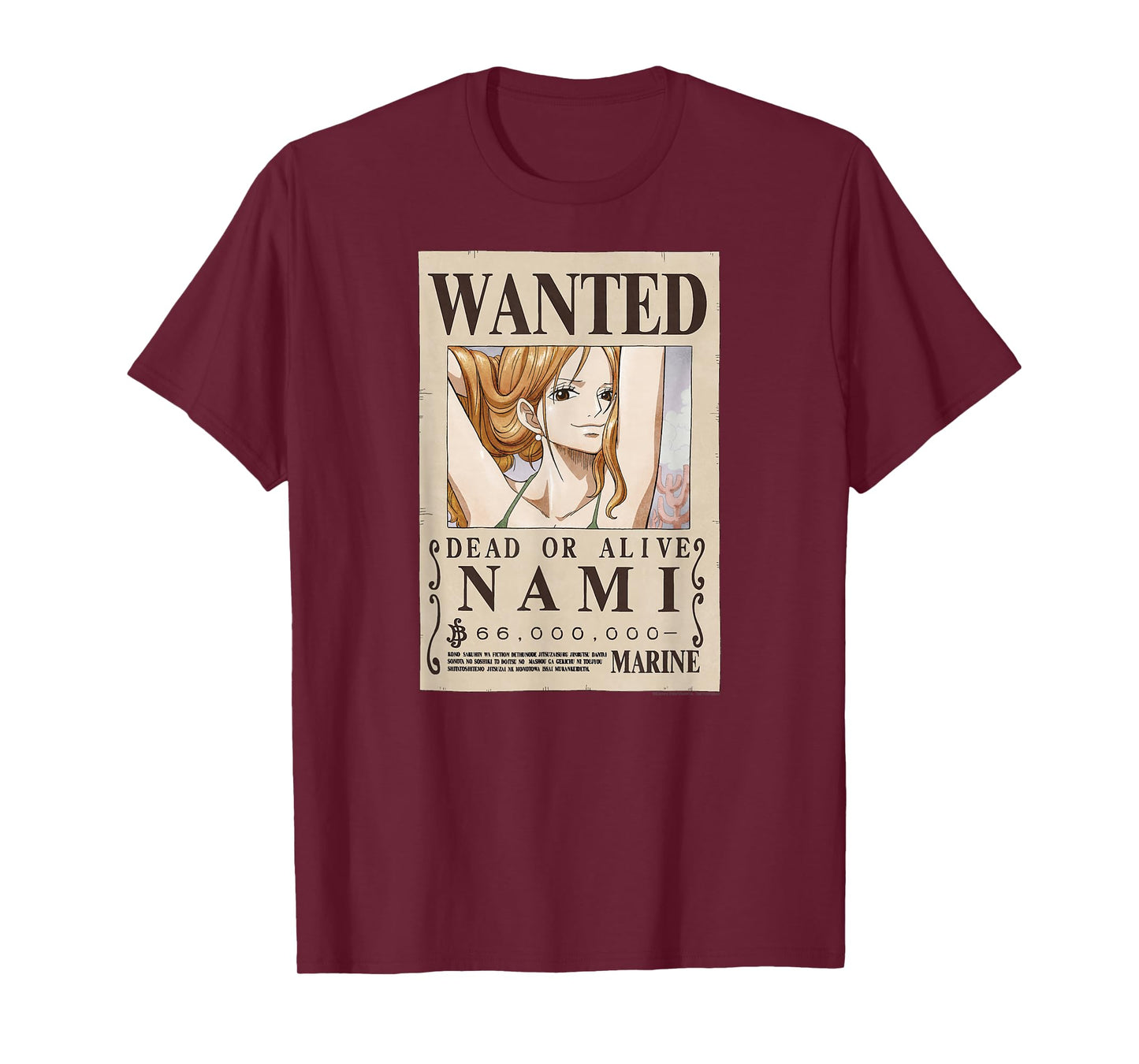 One Piece Anime Cat Burglar Nami Wanted Poster T-Shirt