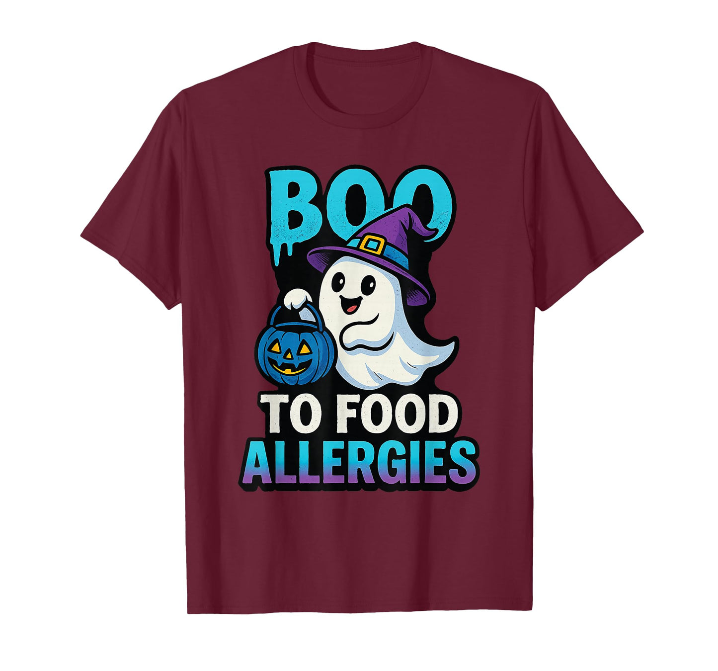 Teal Pumpkin Halloween Boo Food Allergies Ghost T-Shirt