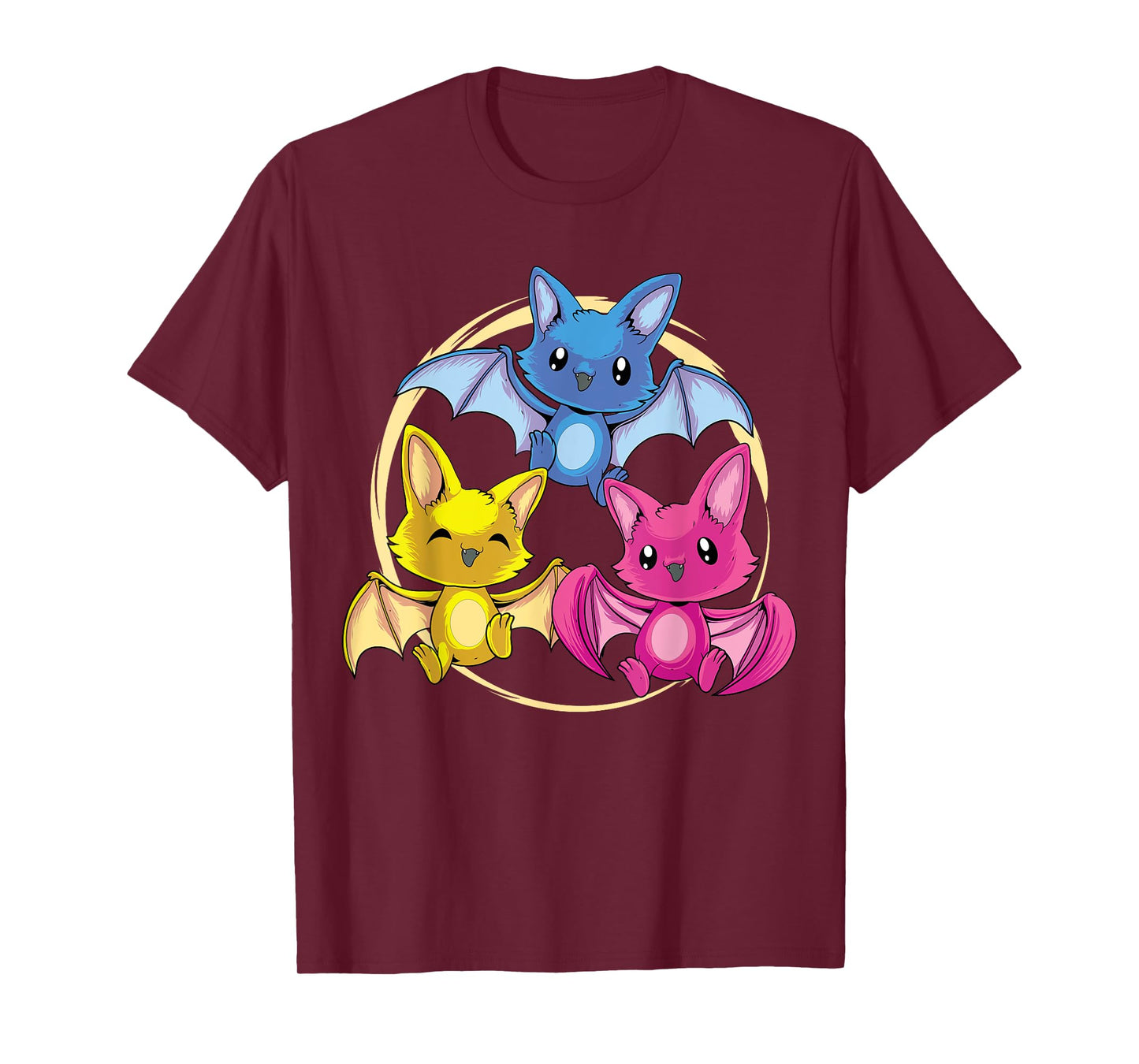 Kawaii Pansexual Bat LGBTQ Pastel Goth Bat Anime Pan Pride T-Shirt