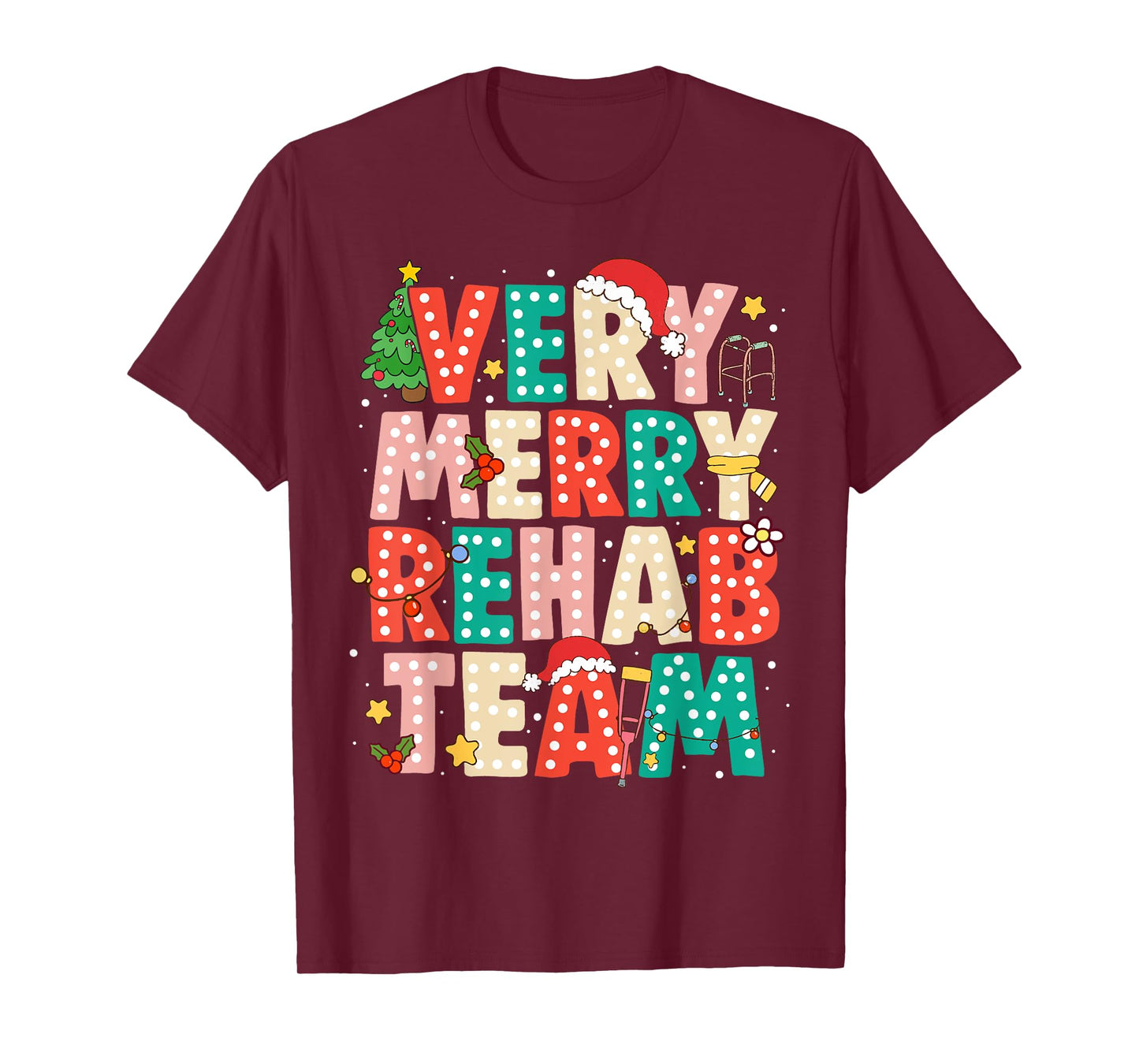 Very Merry Rehab Team Xmas Therapy Squad Slp Ot Pt T-Shirt