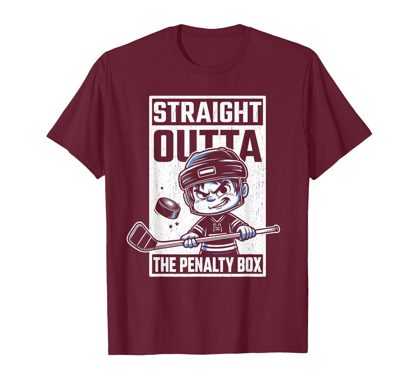 Straight Outta The Penalty Box Funny Boys Youth Kids Hockey T-Shirt