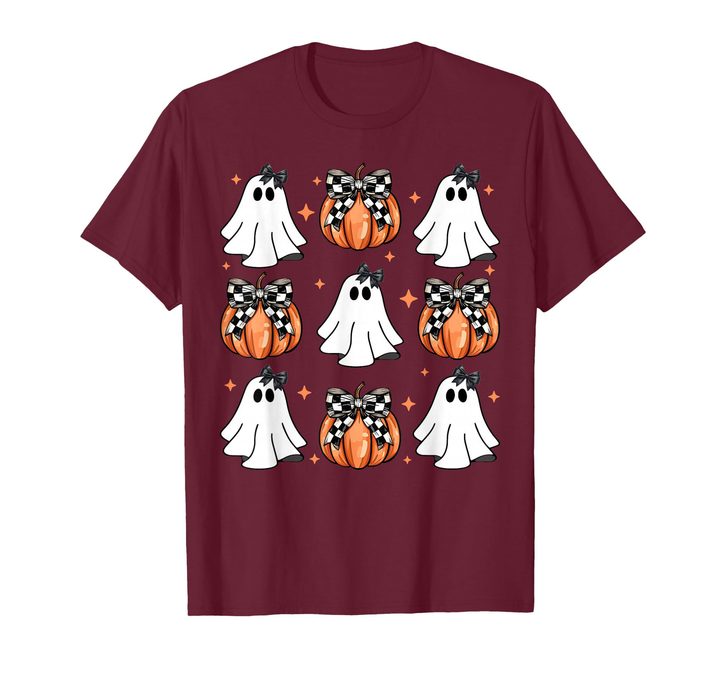 Coquette Bow Pumpkin Ghost Halloween Girly Ghost Women Girl T-Shirt