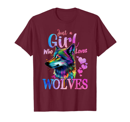 Just a Girl Who Loves Wolves Funny Women Wolf Lover T-Shirt
