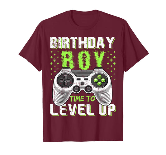 Level Up Birthday Boy Video Game T-Shirt - Classic Fit, Black, Kids Party Gift