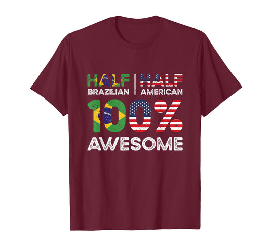 Brazilian American Patriot USA Grown Brazil US Flag T-Shirt