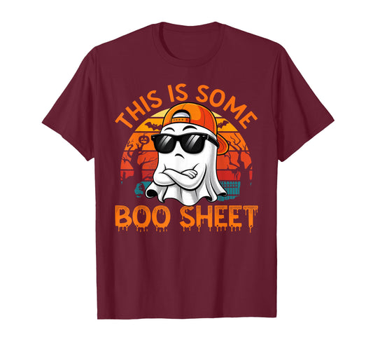 Funny Halloween This is Some Boo Sheet Ghost Retro Men Boys T-Shirt