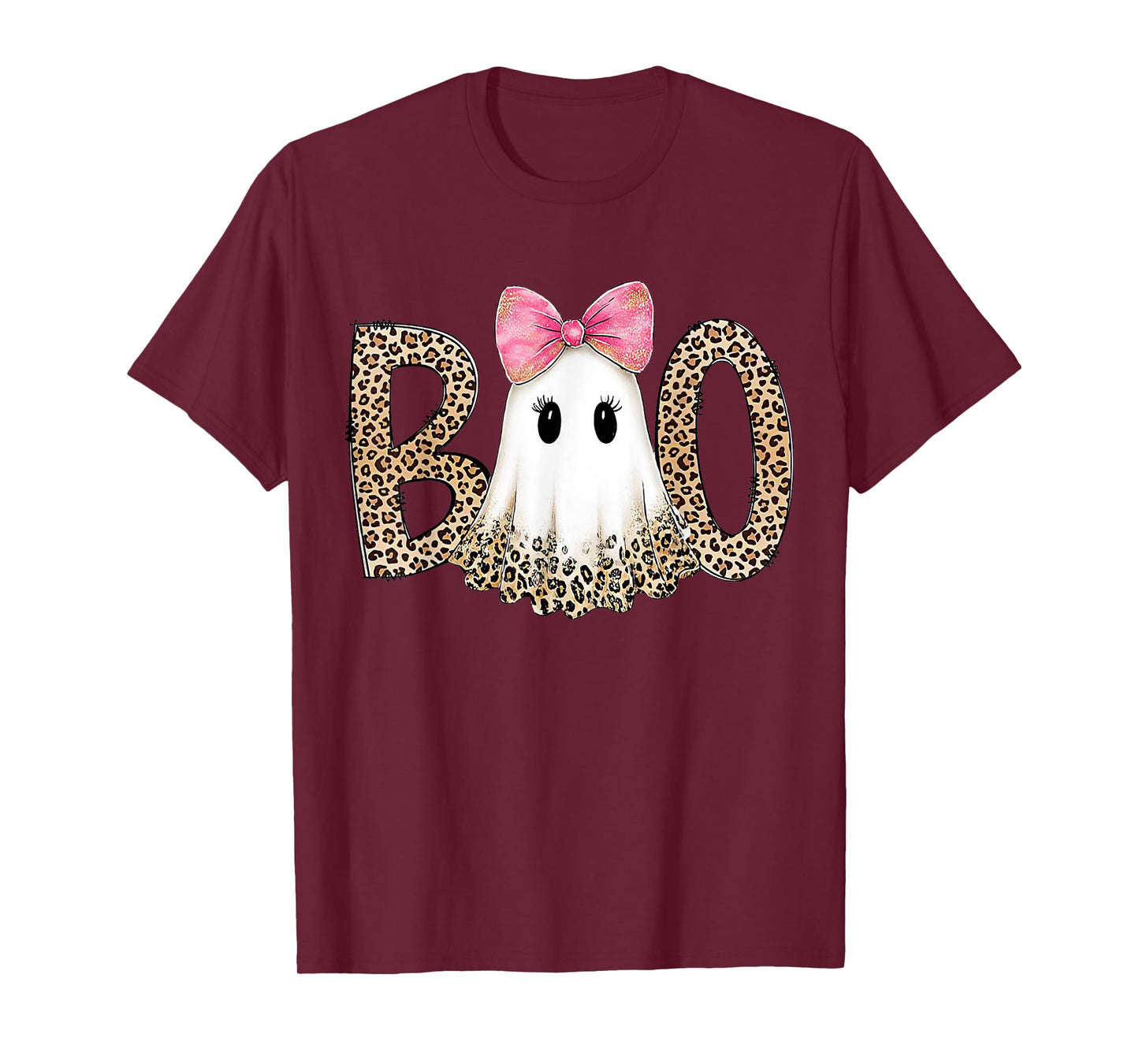 Preppy Leopard Ghost Boo Halloween T-Shirt