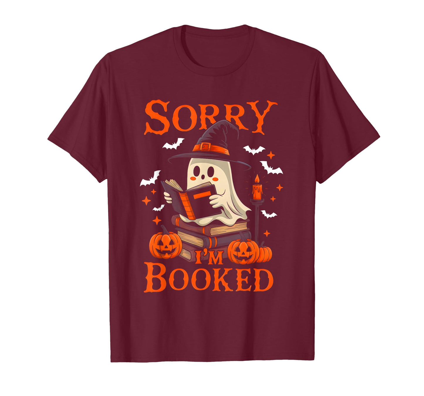 Sorry I'm Booked Ghost Reading Book Lover Teacher Halloween T-Shirt