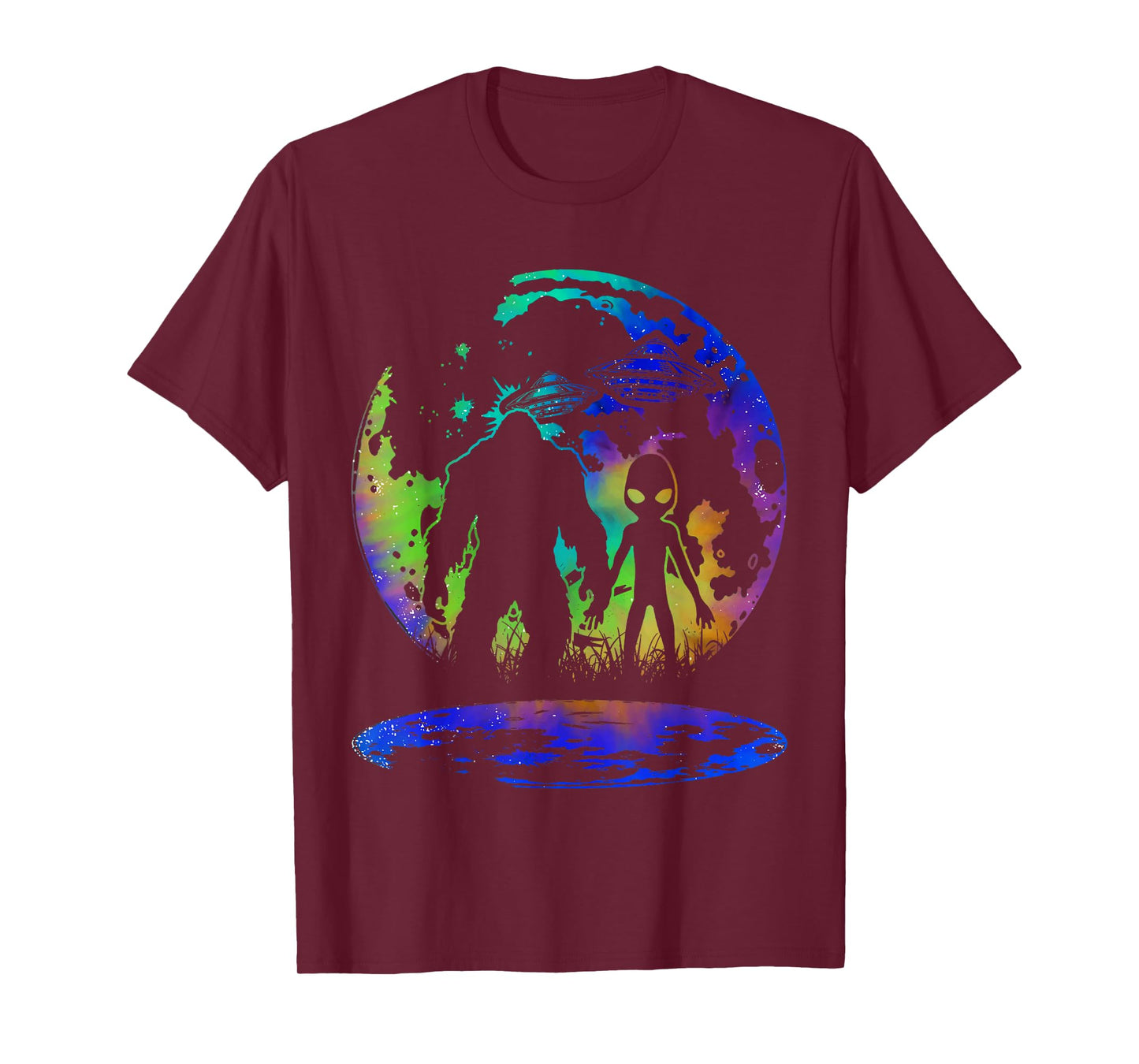 Alien And Bigfoot Moon Sasquatch Belive UFO Extraterrestrial T-Shirt