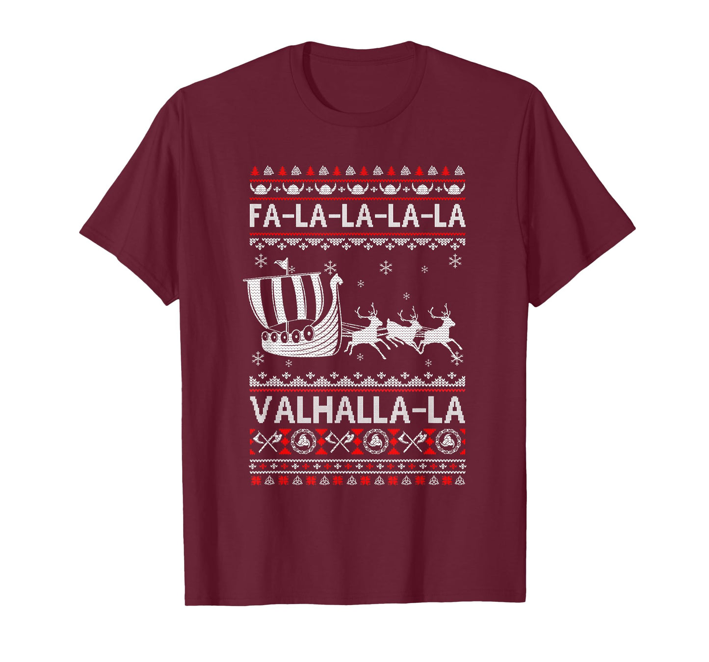 FA La La Valhalla Viking Ship Christmas Xmas Ugly Sweater T-Shirt