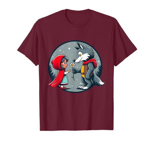 Little Red Riding Hood Wolf Fairy Tale Forest Children Cute T-Shirt