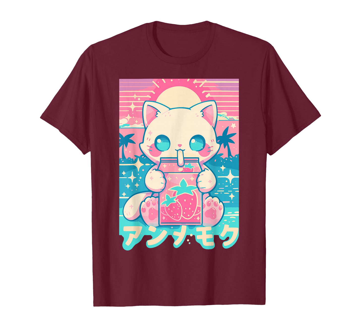 Cat Strawberry Milk Anime 90s Japanese Cat Japan T-Shirt