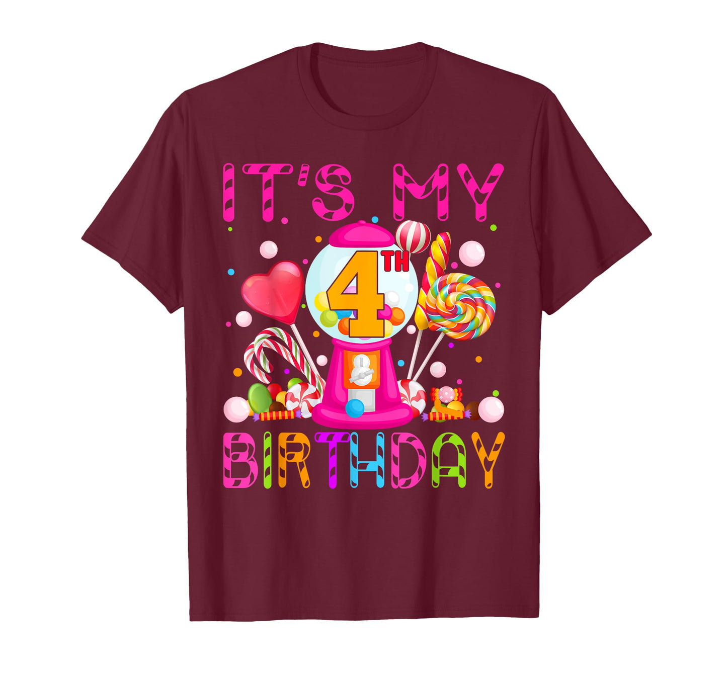 Its My 4th Birthday Candy Candyland Birthday Girl 4 Year Old T-Shirt
