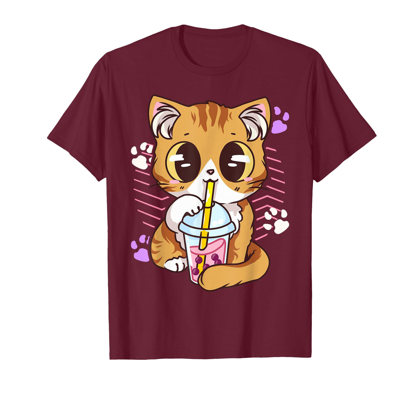 Cute Kawaii Cat Boba Bubble Milk Tea Anime Neko Kitten T-Shirt