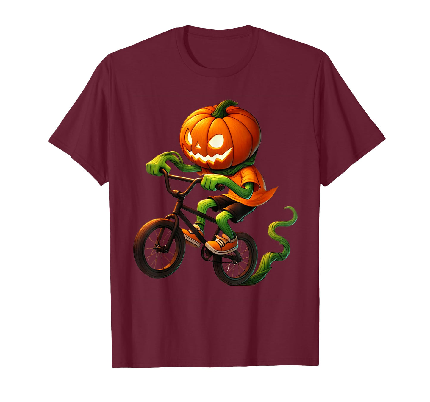 Pumpkin Face Biking Halloween Costume Biker Men Boys Kids T-Shirt