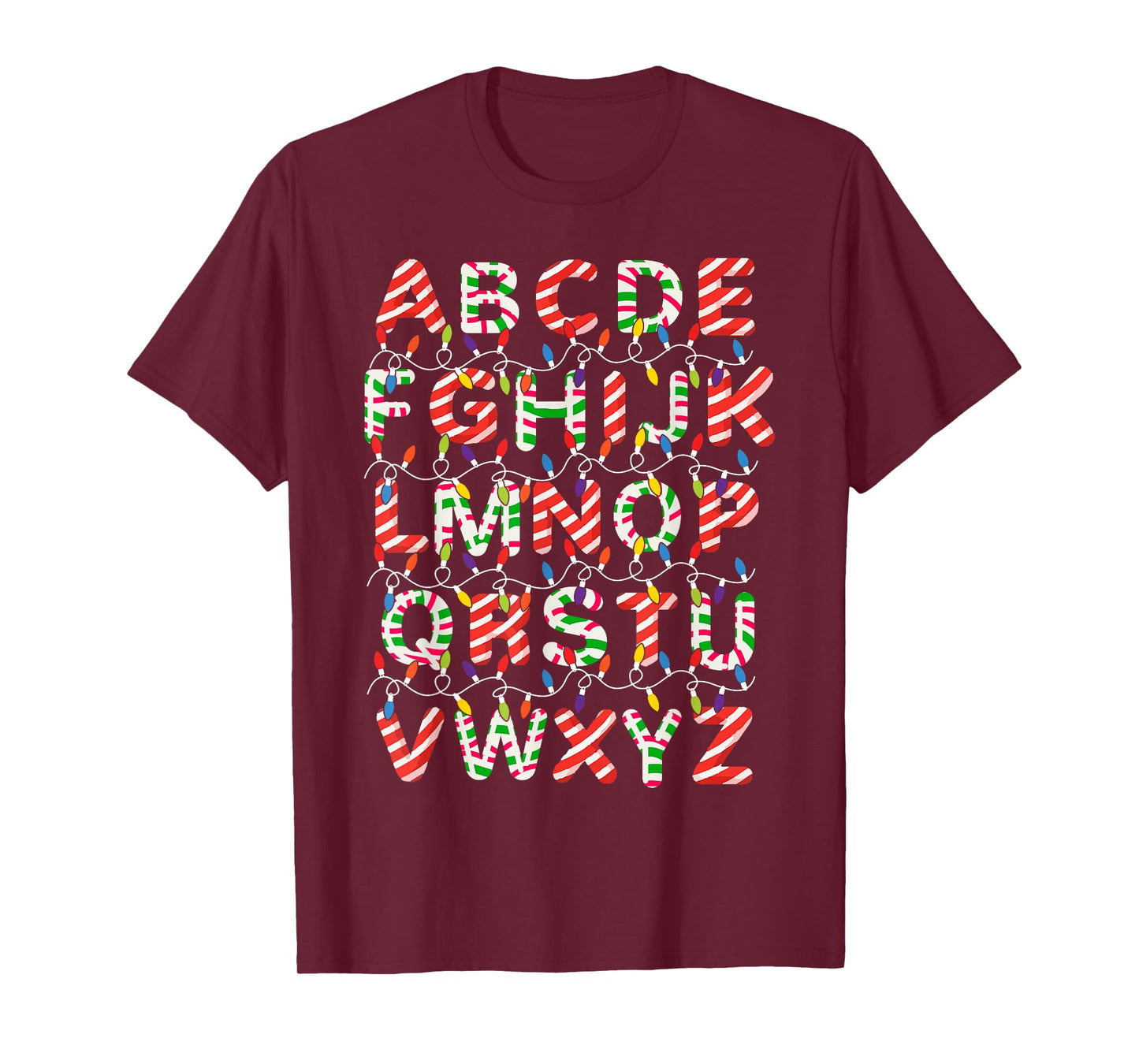Christmas Alphabet Candy Cane Pre-K Kindergarten Teacher T-Shirt