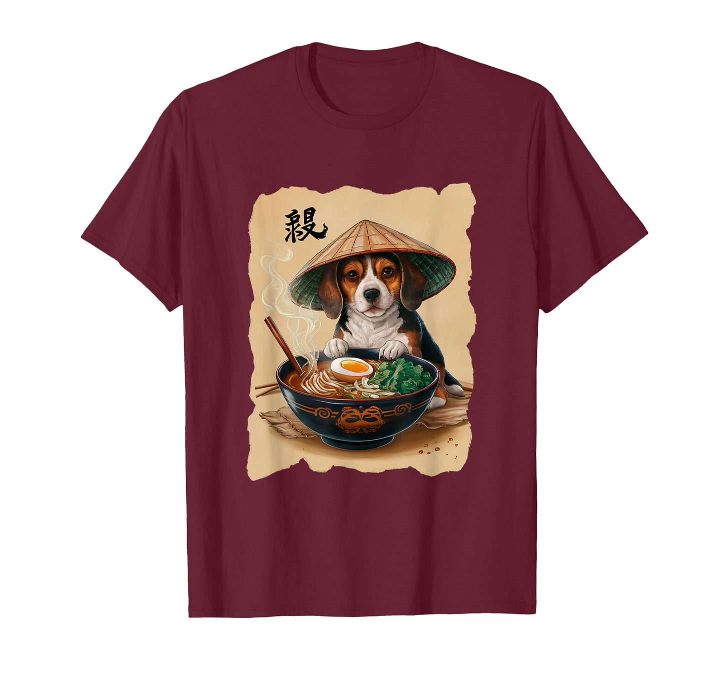 Men Woman Kawaii Eating Ramen Japanese Beagle T-Shirt